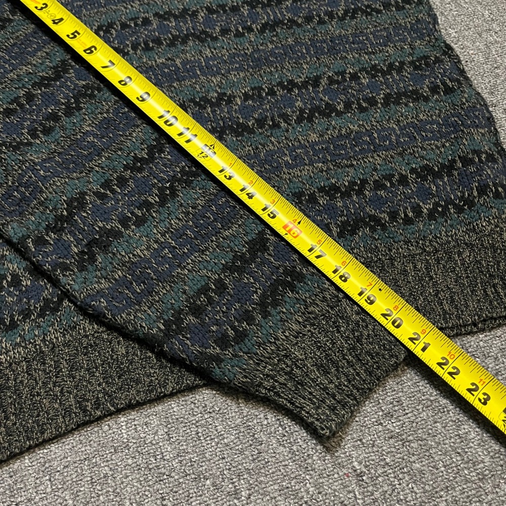David Taylor Vintage Geometric Knit Crewneck Sweater 2XL Blue Green Grey - Picture 6 of 7